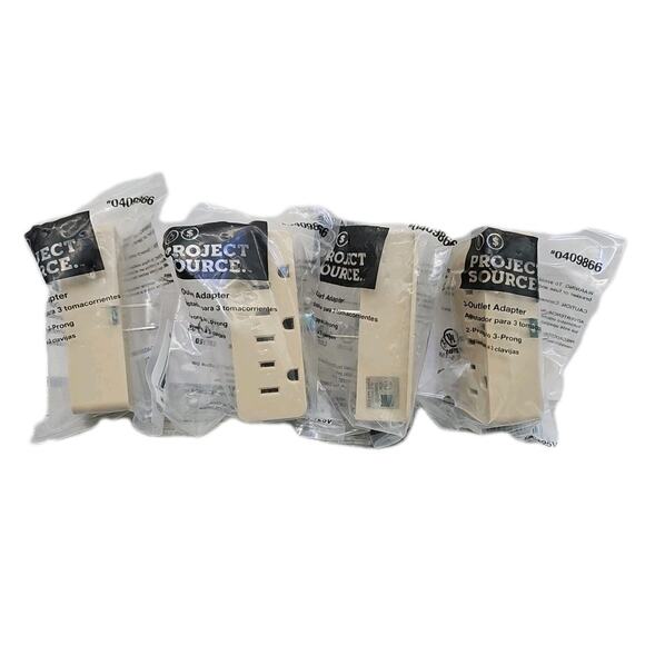 Lot of 4 Project Source 3-Outlet Adapters • 2-Prong to 3-Prong (#0409866) [148] - Picture 1 of 11